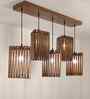 Trikona 5 Lights Brown Solid Wood Linear Chandelier Cluster Hanging Light