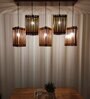 Trikona 5 Lights Brown Solid Wood Linear Chandelier Cluster Hanging Light