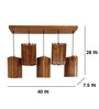 Trikona 5 Lights Brown Solid Wood Linear Chandelier Cluster Hanging Light
