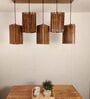 Trikona 5 Lights Brown Solid Wood Linear Chandelier Cluster Hanging Light