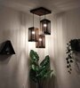 Trikona Brown Solid Wood Cluster Hanging Light
