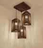 Trikona Brown Solid Wood Cluster Hanging Light
