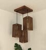 Trikona Brown Solid Wood Cluster Hanging Light