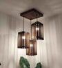 Trikona Brown Solid Wood Cluster Hanging Light