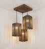 Trikona Brown Solid Wood Cluster Hanging Light