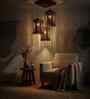 Trikona Brown Solid Wood Cluster Hanging Light