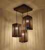 Trikona Brown Solid Wood Cluster Hanging Light