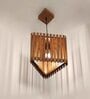 Trikona Brown Solid Wood Single Hanging Light