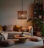 Trikona Brown Solid Wood Single Hanging Light