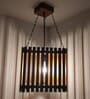Trikona Brown Solid Wood Single Hanging Light