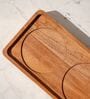 Set of 3 Trine Storage Jar Set Glass & Acacia Wood with Tray