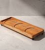 Set of 3 Trine Storage Jar Set Glass & Acacia Wood with Tray