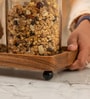 Set of 3 Trine Storage Jar Set Glass & Acacia Wood with Tray