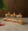 Triple 50ml Engineered Wood 3 pcs Condiment Jar with Spoon
