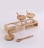 Triple 50ml Engineered Wood 3 pcs Condiment Jar with Spoon