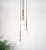 Triple Globe Hanging Pendant Light Antique Brass Finish with Frosted Milky White Glass