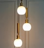 Triple Globe Hanging Pendant Light Antique Brass Finish with Frosted Milky White Glass