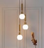 Triple Globe Hanging Pendant Light Antique Brass Finish with Frosted Milky White Glass