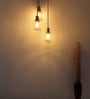 Triple Hanging Pendant Light Antique Brass Finish with Chimney Crackled Golden Luster Glass