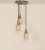 Triple Hanging Pendant Light Antique Brass Finish with Chimney Crackled Golden Luster Glass