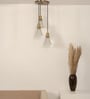 Triple Hanging Pendant Light Antique Brass Finish with Hammered Frost Glass
