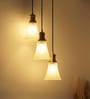 Triple Hanging Pendant Light Antique Brass Finish with Hammered Frost Glass