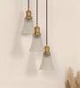 Triple Hanging Pendant Light Antique Brass Finish with Hammered Frost Glass