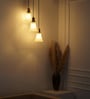 Triple Hanging Pendant Light Antique Brass Finish with Hammered Frost Glass