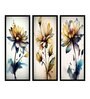 Triptych Flowers Set Of 3 Multicolour Engineered Wood Wall Art Panels