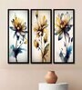 Triptych Flowers Set Of 3 Multicolour Engineered Wood Wall Art Panels
