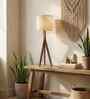 Triune Wooden Table Lamp with Jute Shade & Brown Base