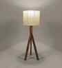 Triune Wooden Table Lamp with Jute Shade & Brown Base