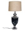 Troffy Black Beige Fabric Shade Table Lamp with Black & Nickel Base