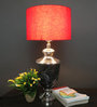 Troffy Black Red Fabric Shade Table Lamp with Black & Nickel Base