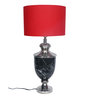 Troffy Black Red Fabric Shade Table Lamp with Black & Nickel Base