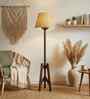 Troika Wooden Floor Lamp with Jute Shade & Brown Base
