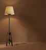 Troika Wooden Floor Lamp with Jute Shade & Brown Base