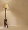 Troika Wooden Floor Lamp with Jute Shade & Brown Base