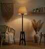 Troika Wooden Floor Lamp with Jute Shade & Brown Base