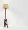 Troika Wooden Floor Lamp with Jute Shade & Brown Base