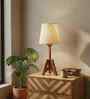 Troika Wooden Table Lamp with Jute  Shade & Brown Base
