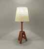 Troika Wooden Table Lamp with Jute  Shade & Brown Base