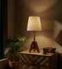 Troika Wooden Table Lamp with Jute  Shade & Brown Base