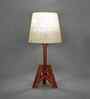 Troika Wooden Table Lamp with Jute  Shade & Brown Base