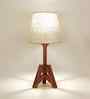 Troika Wooden Table Lamp with Jute  Shade & Brown Base
