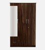 Trois 3 Door Wardrobe in Dark Walnut Finish with Mirror