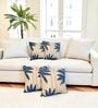 White Striped Cotton Embroidered 18x18 inches Cushion Covers Set of 4