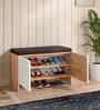 Trudo Modular 12 Pair Shoe Cabinet With Seating In Oak & White finish