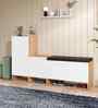 Trudo Shoe Cabinet With Seating (12 Pair + 6 Pair + 10 Pair ) In Oak & White finish