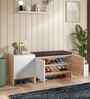Trudo Modular Shoe Rack With Seating (12 Pair + 6 Pair ) In Oak & White finish